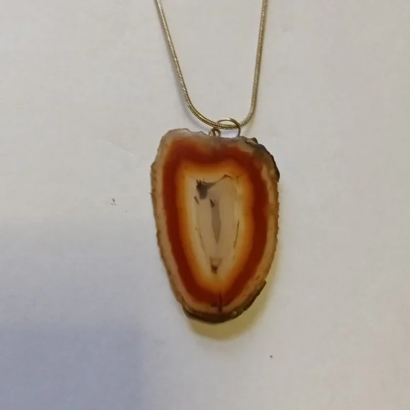 Caramel Agate Slice necklace - Picture 3 of 3